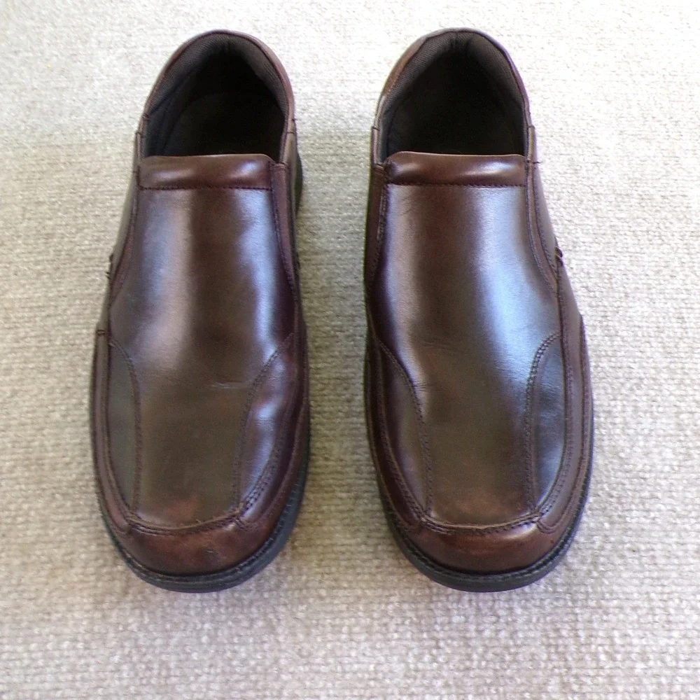 George Foreman Footworks SMARTsystem Mens Brown Leather Slip On Loafers 11 Wide